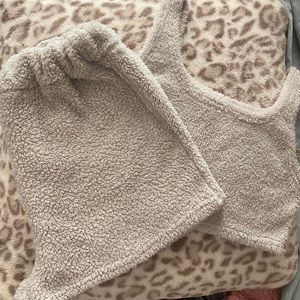 Light Grey Fuzzy 2 Piece PJ Set